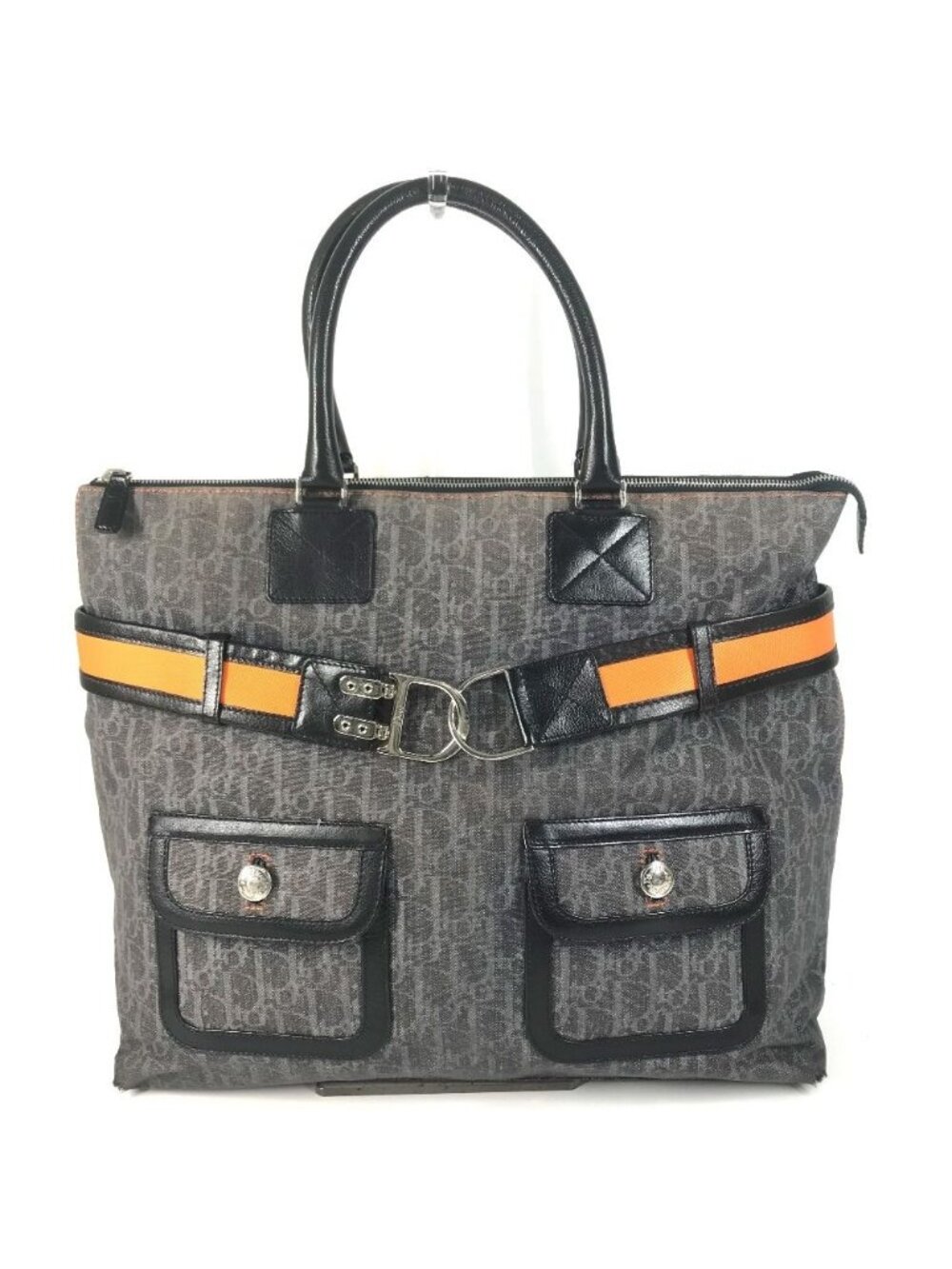 Dior Handbag Trotter Logo Denim Leather Blue